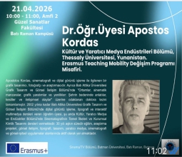  Dr. Öğr. Üyesi Apostos Kordas’tan Fakültemizde Sinema Semineri...