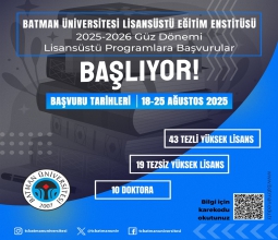Lisansüstü Program Kontenjanları ve Başvuru Süreci İlan Edildi...