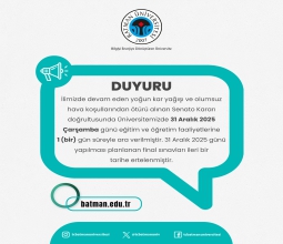 Üniversitemizde Yoğun Kar Yağışı Nedeniyle Eğitime 1 (bir) Gün Süreyle Ara...