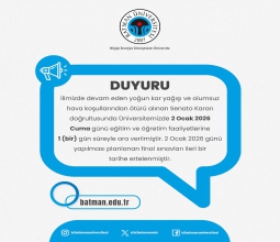  Üniversitemizde Yoğun Kar Yağışı Nedeniyle Eğitime 1 (bir) Gün Süreyle...