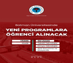 Üniversitemizde Yeni Bölüm ve Programlara Öğrenci Alınıyor...