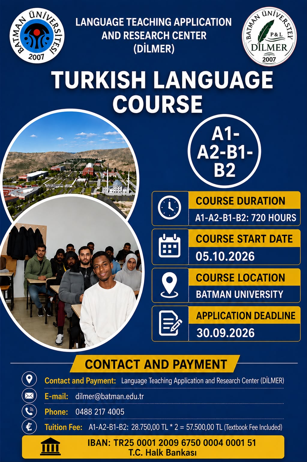 TURKISH COURSE (A1, A2, B1, and B2)